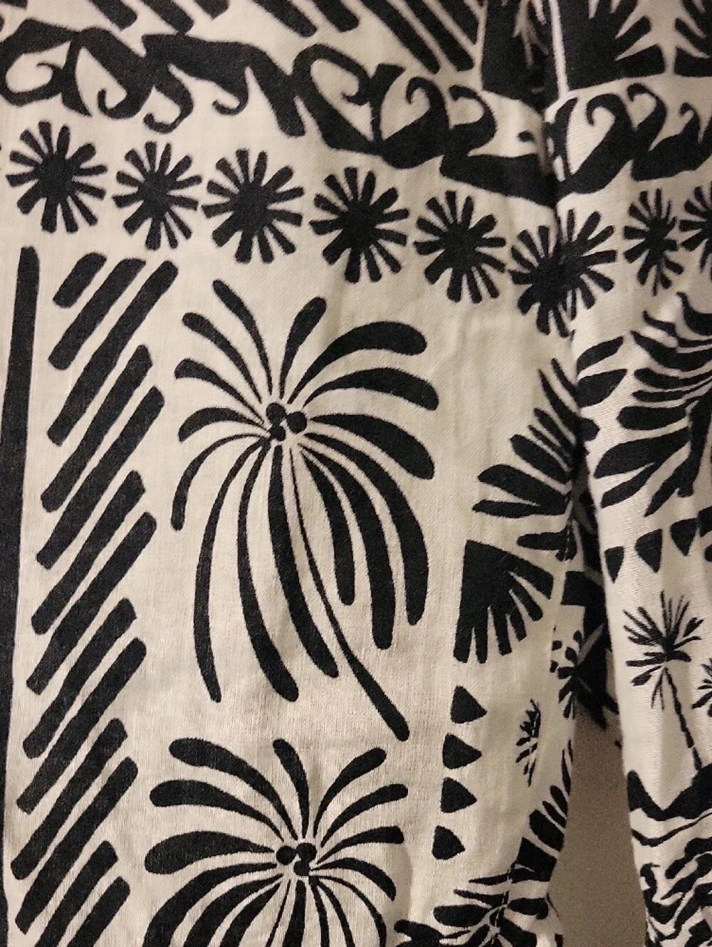 Rachel Zoe Black & White Wide Leg Linen Printed Pants